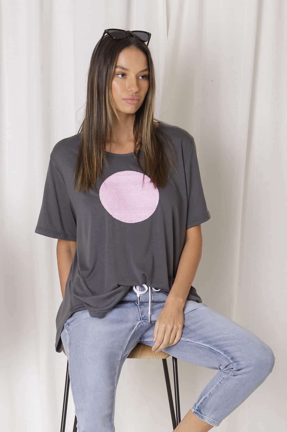 Circle Sequin Tee Pink Love Lily The Label