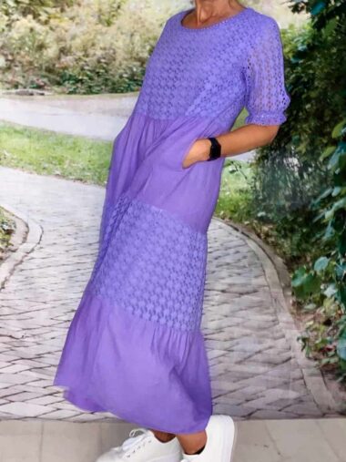 Broderie Tier Dress Purple La Strada