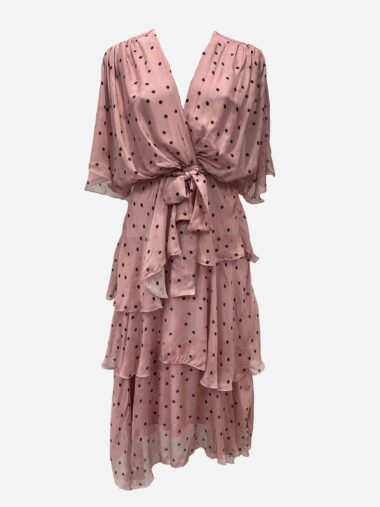 Silk Tie Dress Spot Rose Pink La Strada