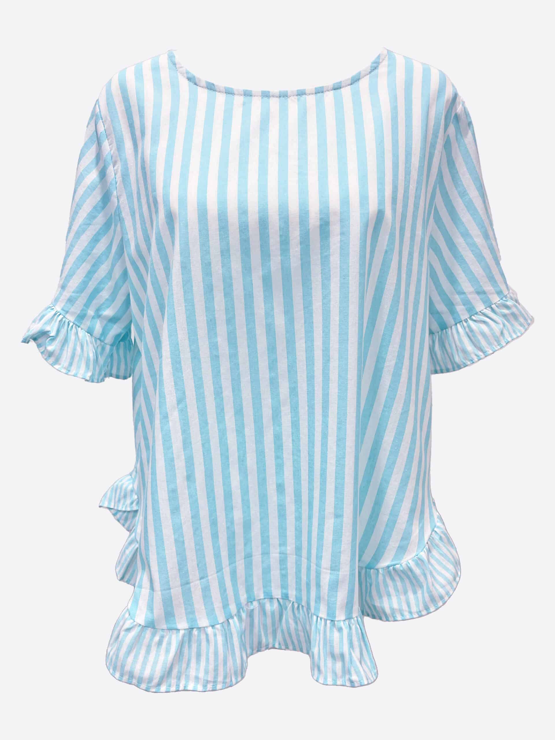 Stripe Ruffle Top Blue Worthier