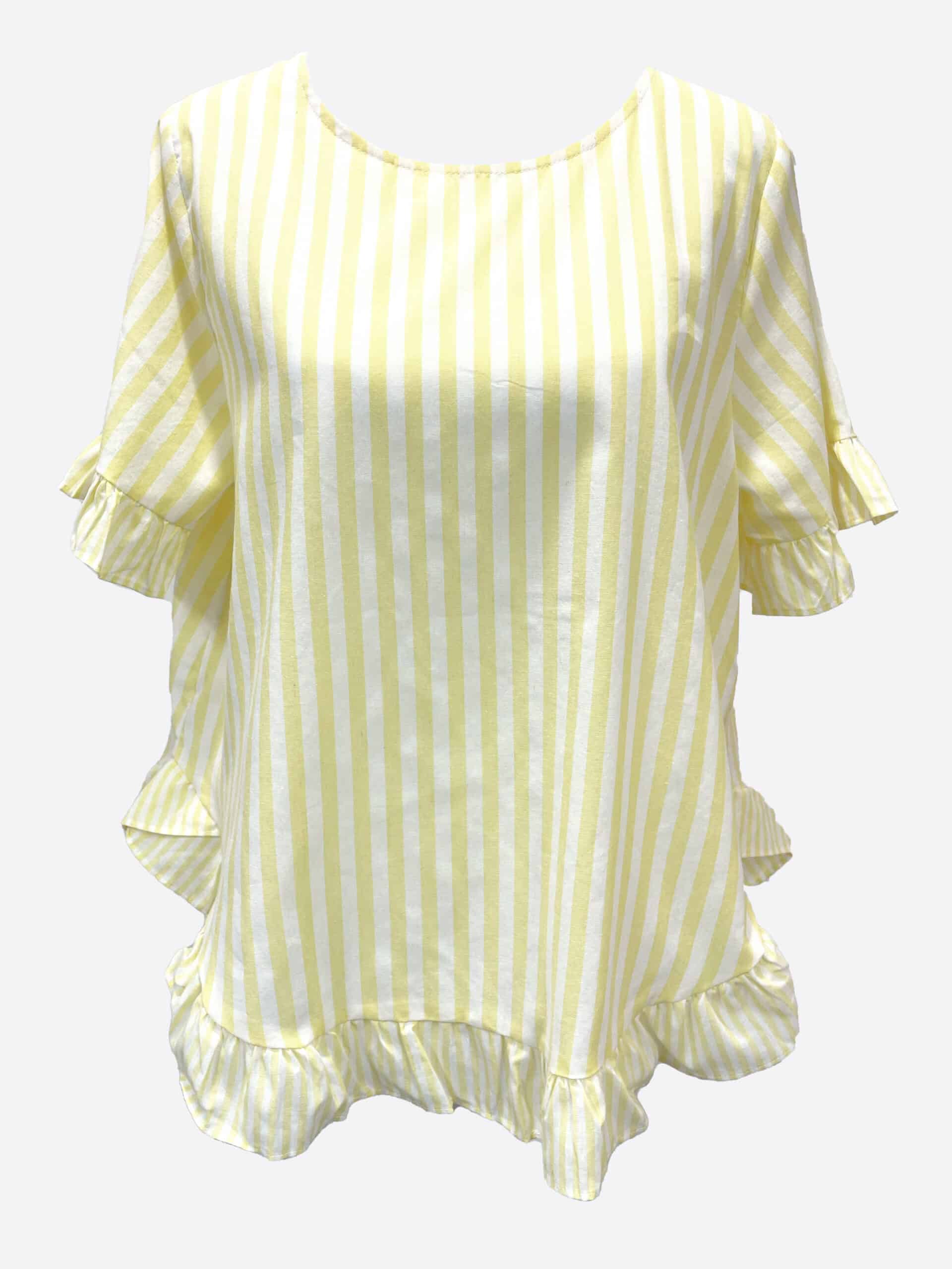 Stripe Ruffle Top Yellow Worthier