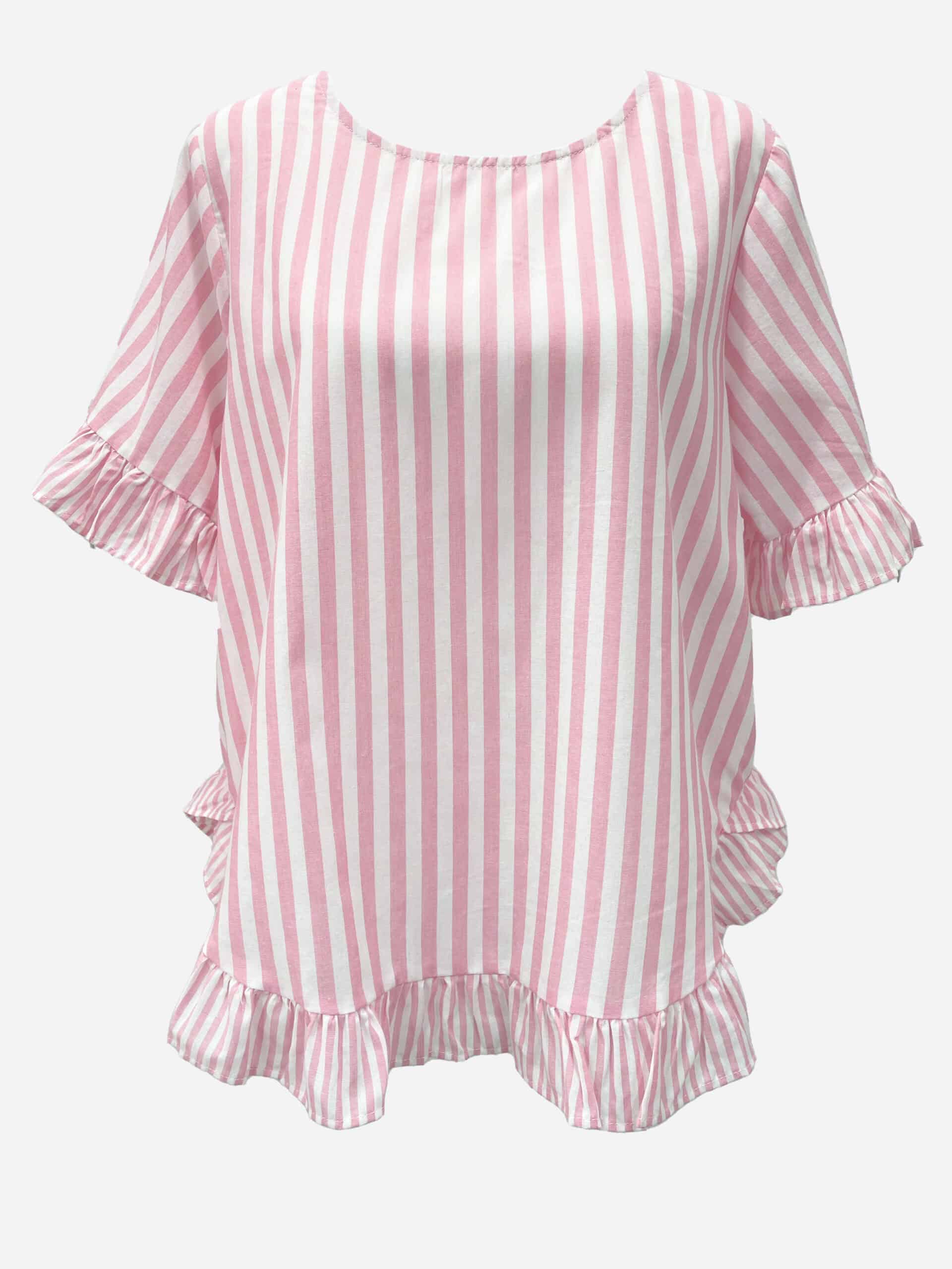 Stripe Ruffle Top Pink Worthier