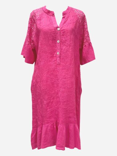 Cotton Embroidered Dress Pink La Strada