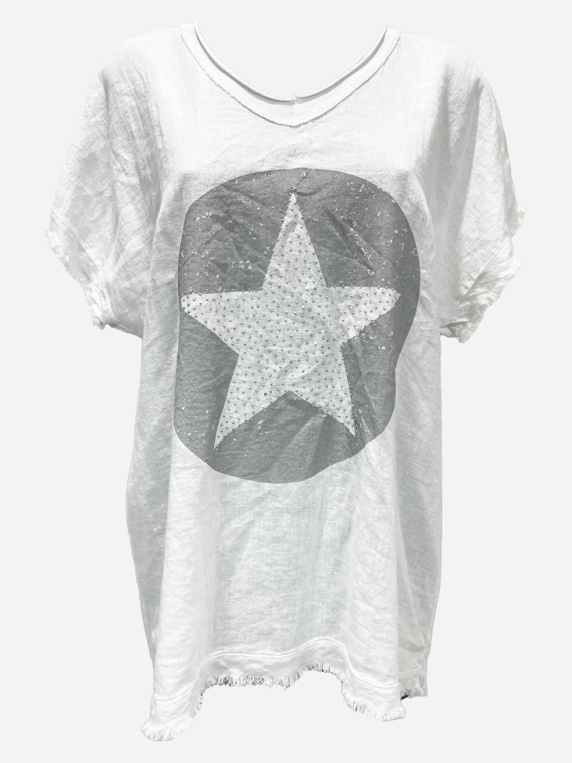 Cotton Star Vee Tee White La Strada