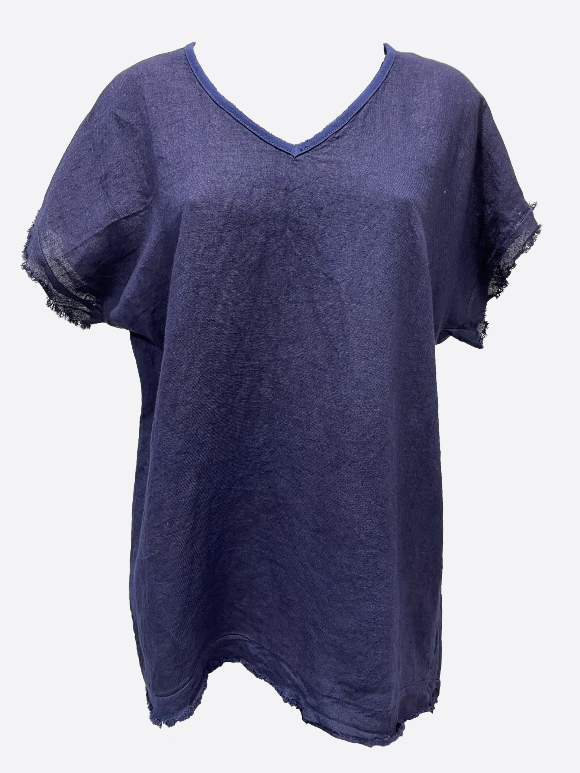 Cotton Blend Vee Tee Navy La Strada