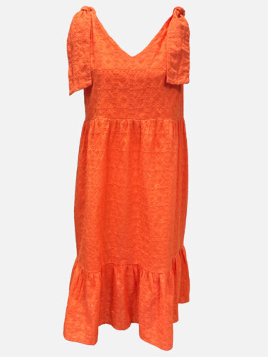 Sleeveless Tie Dress Orange Worthier
