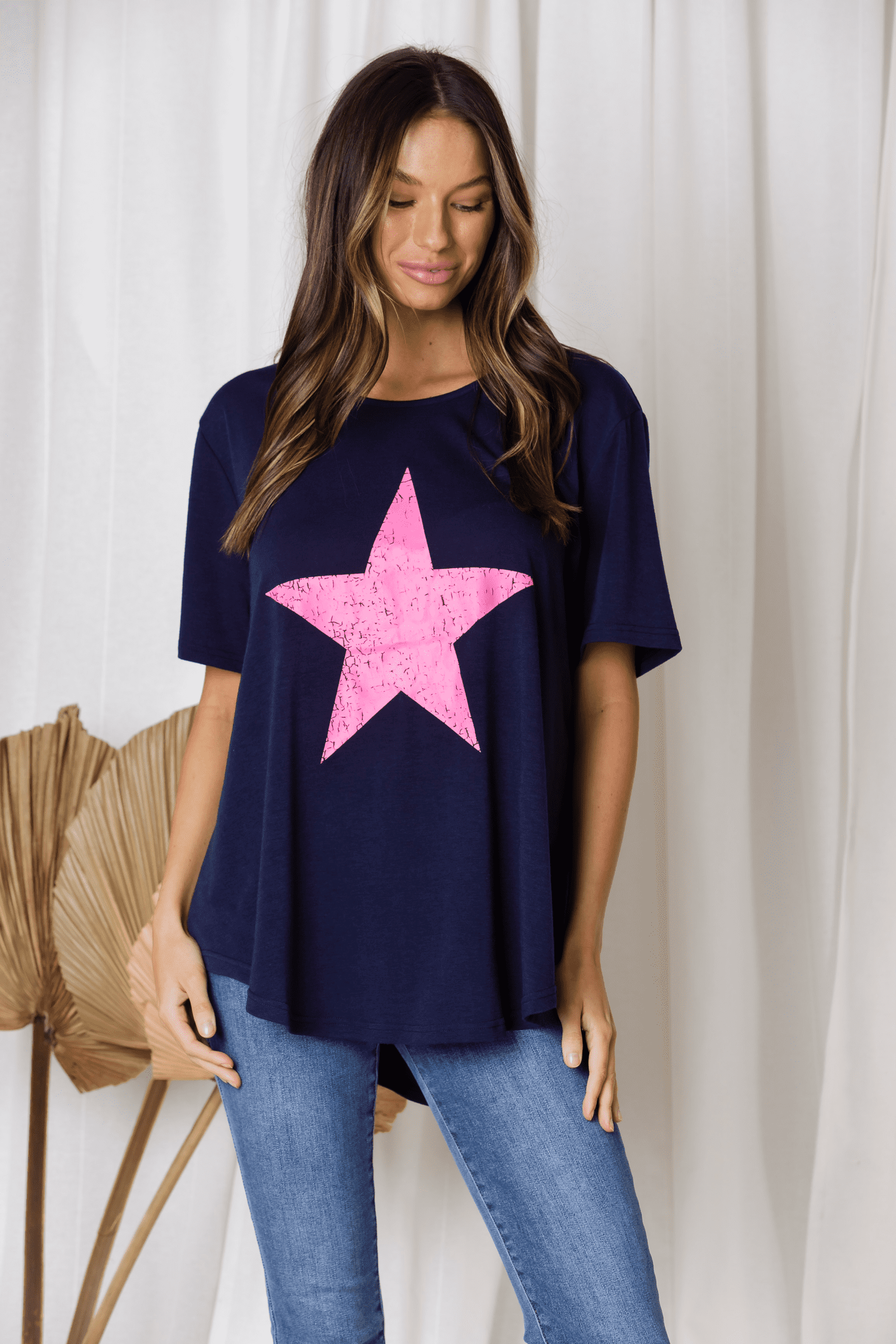 Star Cotton Tee Navy Love Lily The Label