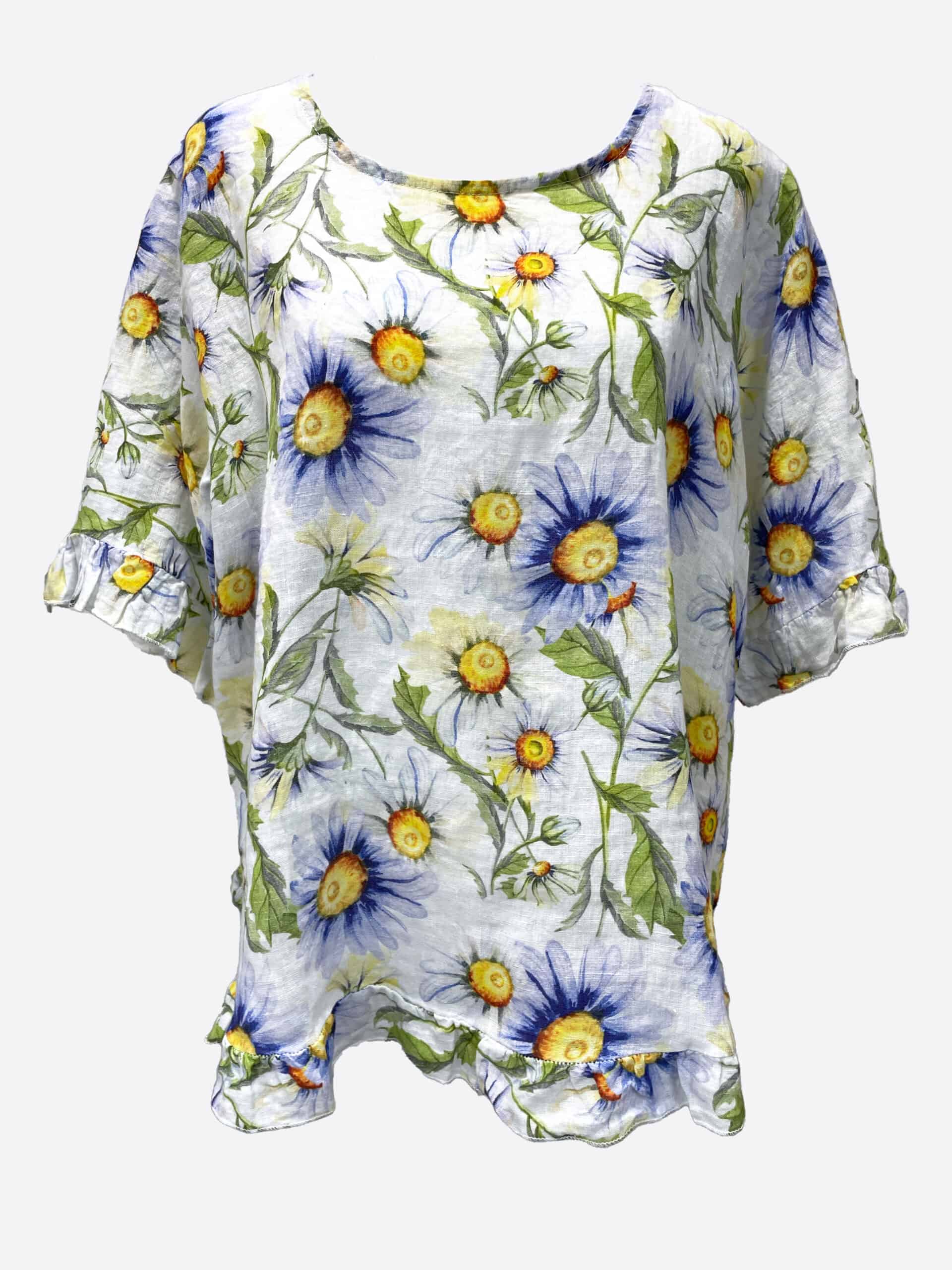 Sunflower Ruffle Top Blue La Strada