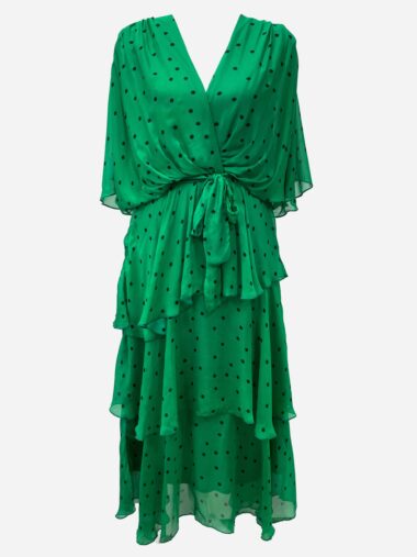 Silk Tie Dress Spot Green La Strada