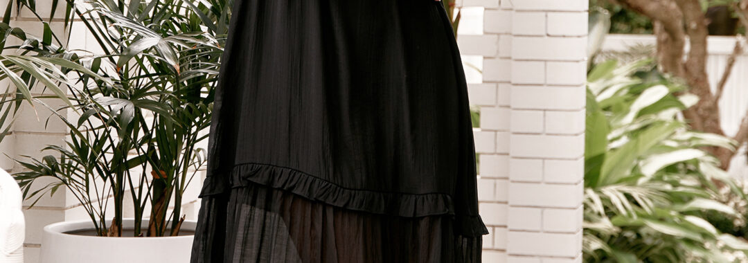 Sheer Frill Dress Black Adorne