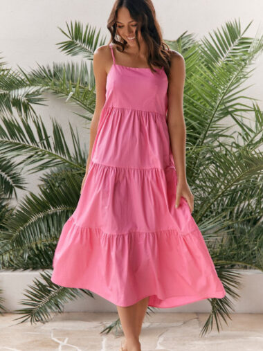 Lilly Poplin Dress Pink Adorne