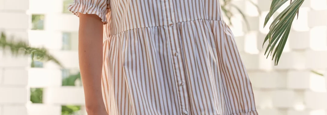 Monica Stripe Dress Beige Adorne