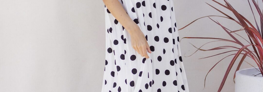 Pia Polka Midi Dress White Love Lily The Label