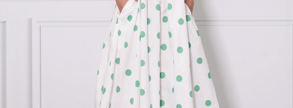 Polka Dot Sleeveless Dress Green Leoni