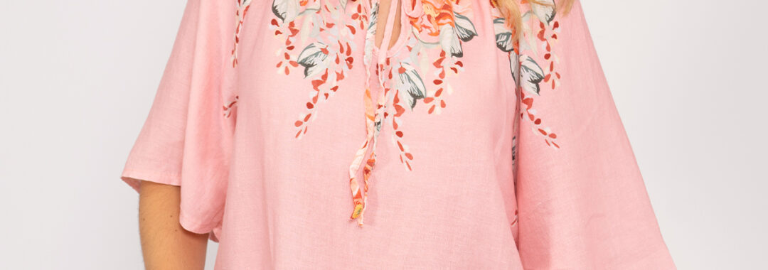 Border Print Top Pink La Strada