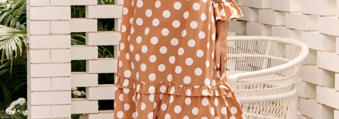 Spot Frill Dress Caramel Adorne