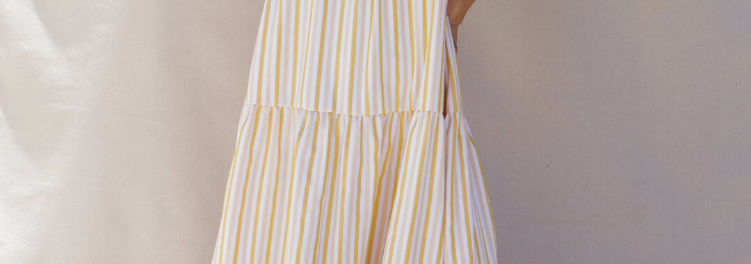 Stripe Midi Sun Dress White Love Lily The Label