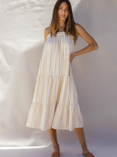 Stripe Midi Sun Dress White Love Lily The Label