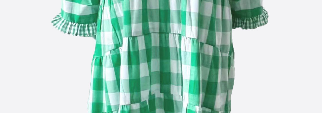 Tiered Gingham Dress Green YH & Co