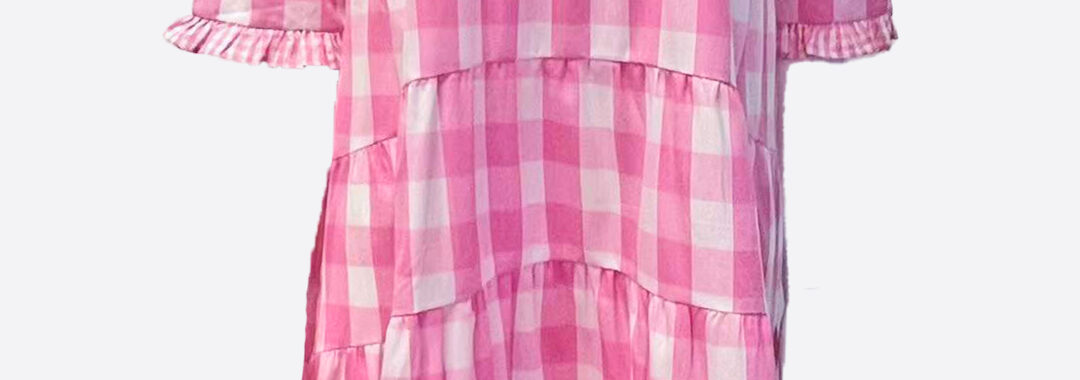 Tiered Gingham Dress Pink YH & Co