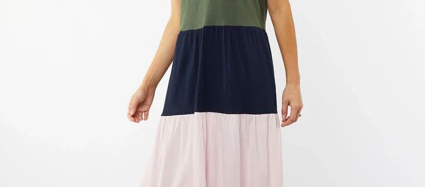 Gradient Tiered Dress Green Elm Lifestyle