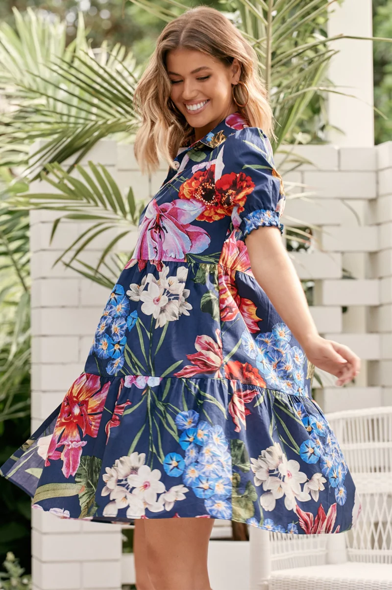Katy Floral Dress - Navy - Adorne - Florence Store