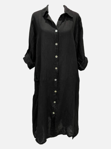 Tier Back Shirt Dress Black La Strada