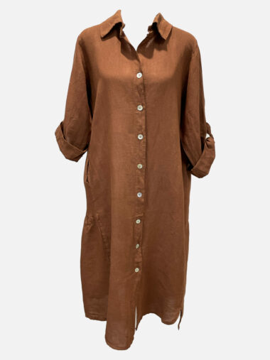 Tier Back Shirt Dress Brown La Strada