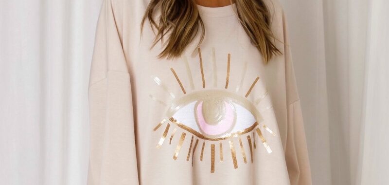 Eye Sequin Sweat Beige Love Lily The Label