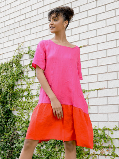 Linen Tee Dress Pink Worthier