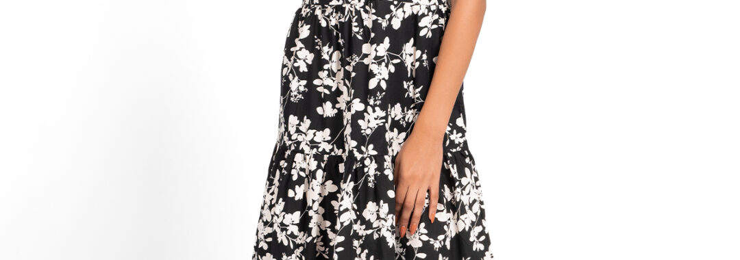 Floral Cotton Dress Black Worthier