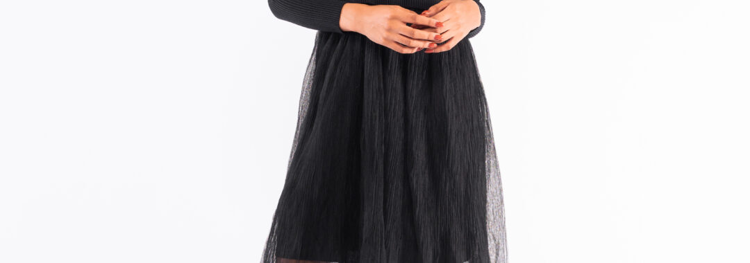 Knit LS Dress Black Caju