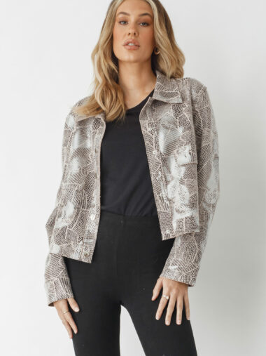 Snakeskin Cropped Jacket Beige Holmes and Fallon