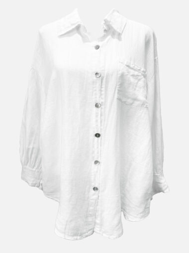 Linen Button Shirt White La Strada