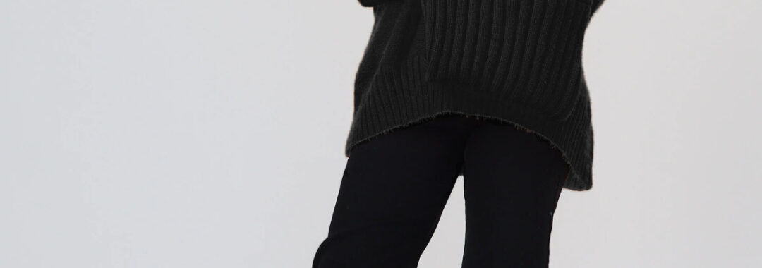 Ribbed Cuff Knit Black BTL The Label