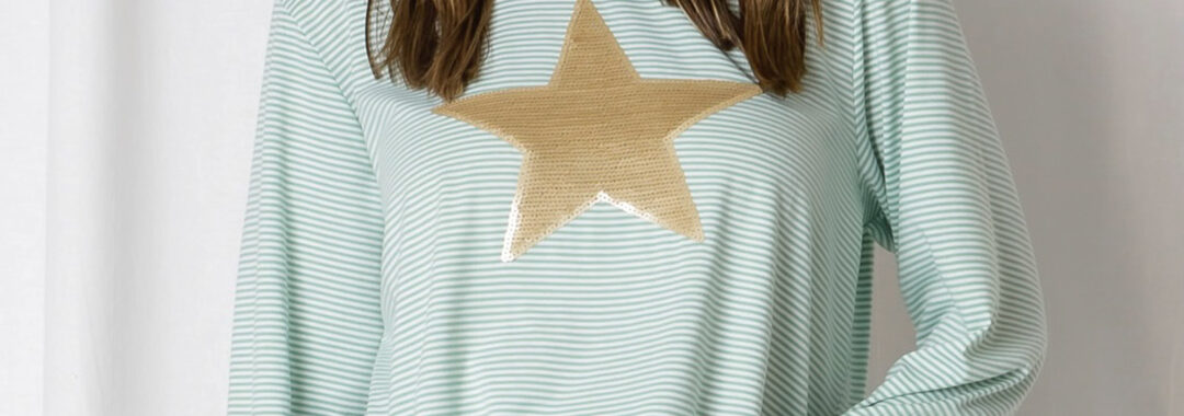 Sequin Star LS Tee Mint Love Lily The Label