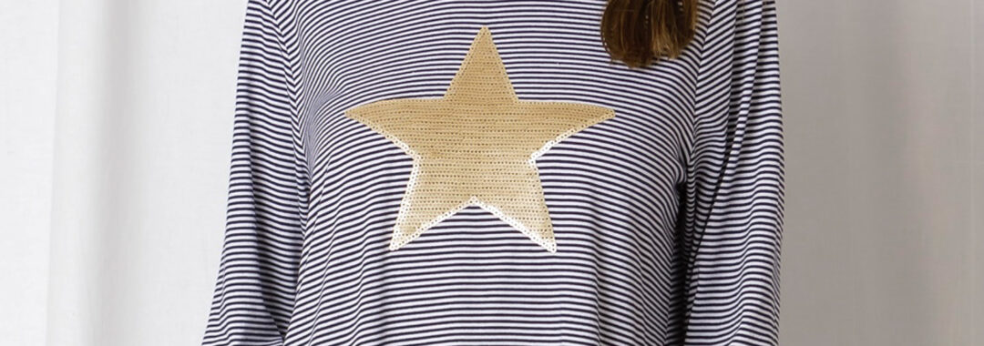 Sequin Star LS Tee Navy Love Lily The Label