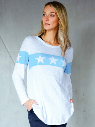 Star Stripes LS Tee White 3rd Story Clothing