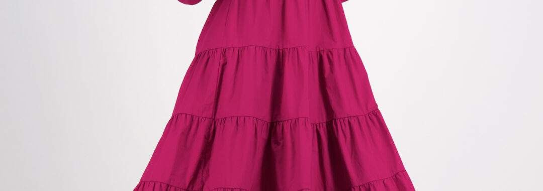 Poplin Tiered Dress Magenta Liberty Rose