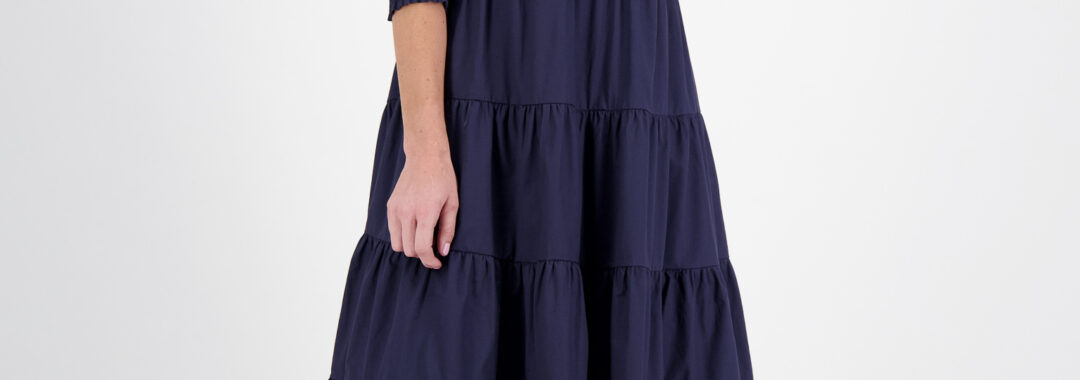 Poplin Tiered Dress Navy Liberty Rose