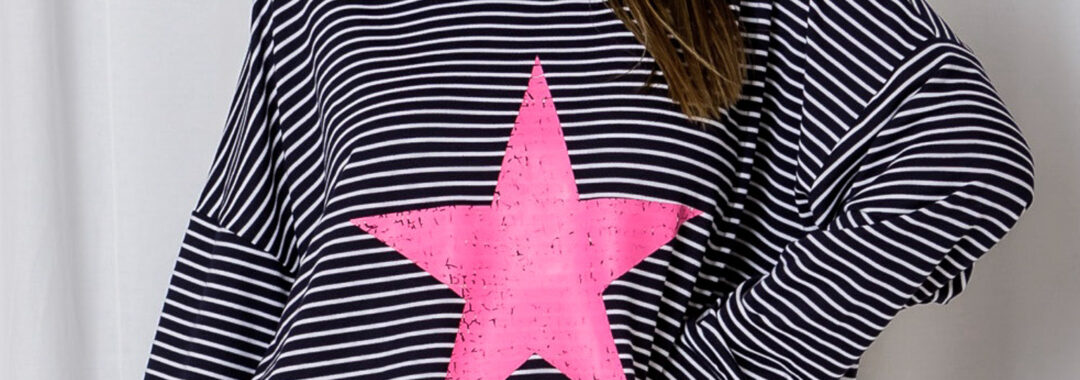 Star Stripe Sweat Black Love Lily The Label