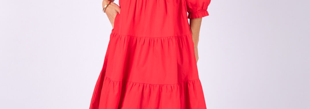 Cotton Tiered Dress Strawberry Worthier