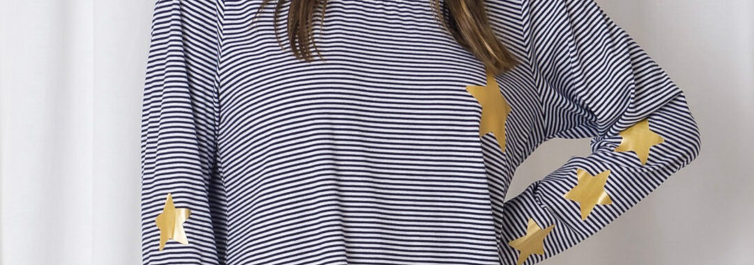 Star Stripe LS Tee Navy Love Lily The Label