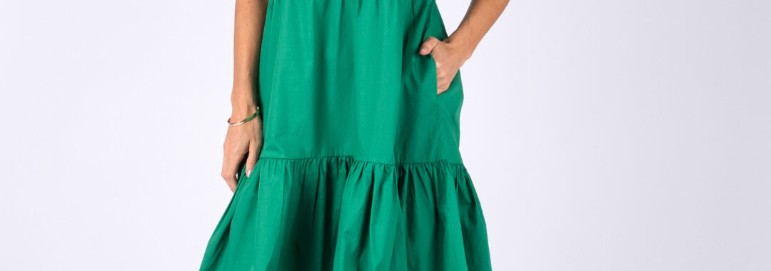 Collared Tier Dress Green Worthier