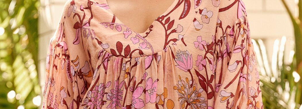 Sheer Floral Print Top Pink Adorne