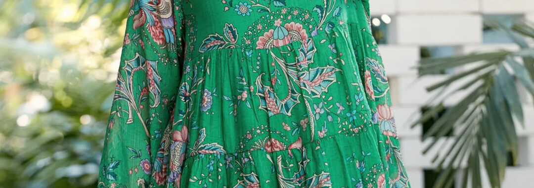 Piper Print LS Dress Green Adorne