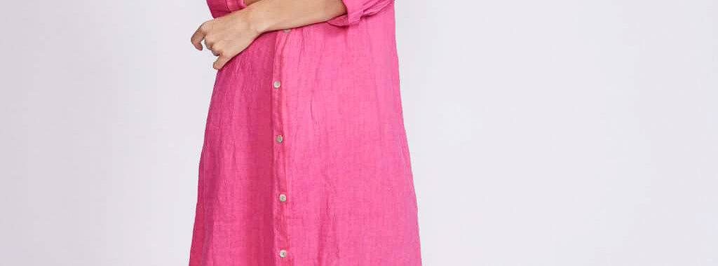 Double Pocket Shirt Dress Magenta La Strada