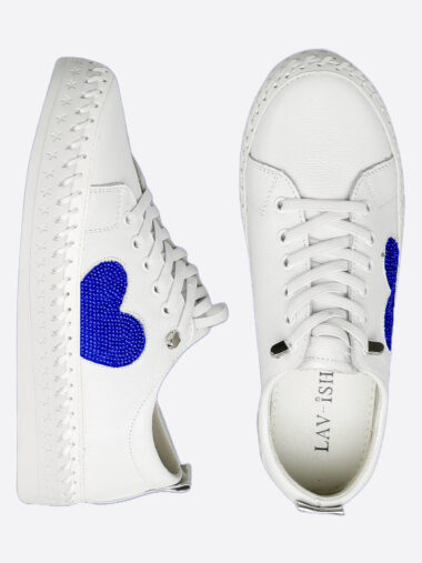 Heart Leather Sneaker Blue Lavish Footwear