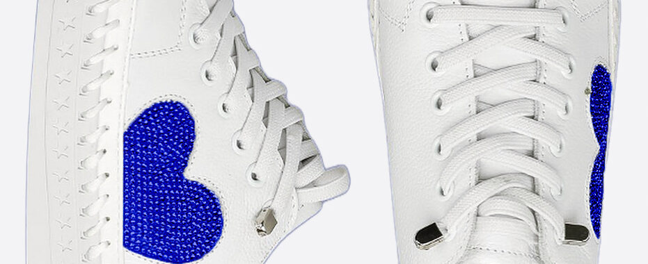 Heart Leather Sneaker Blue Lavish Footwear