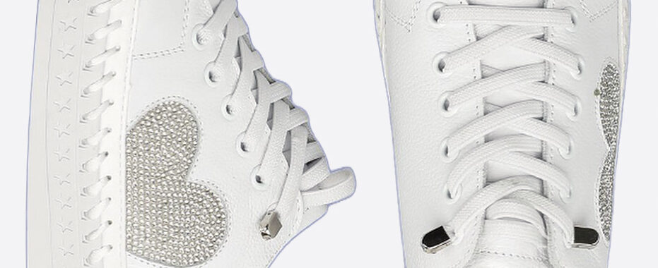 Heart Leather Sneaker Silver Lavish Footwear